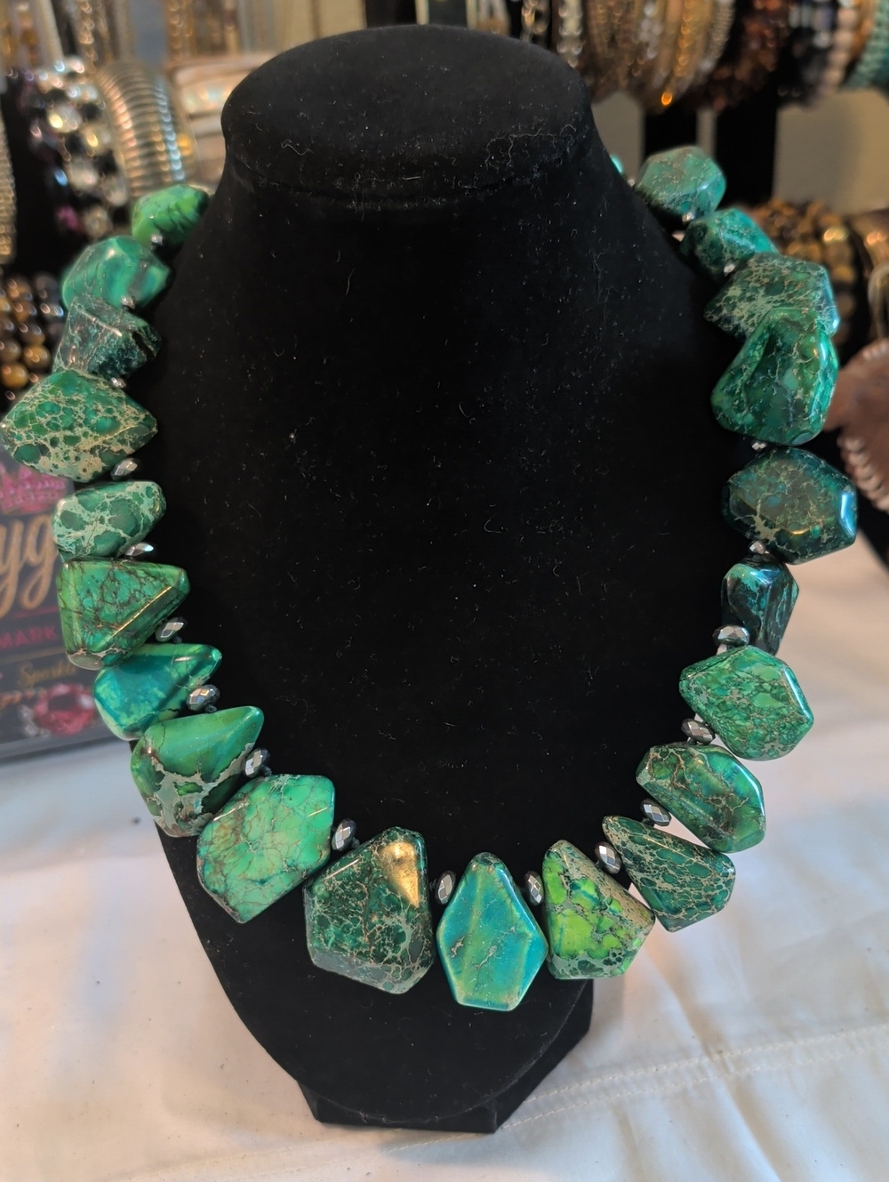 Lucas Lameth Green Turquoise Statement Necklace - Bold Natural Stone Jewelry